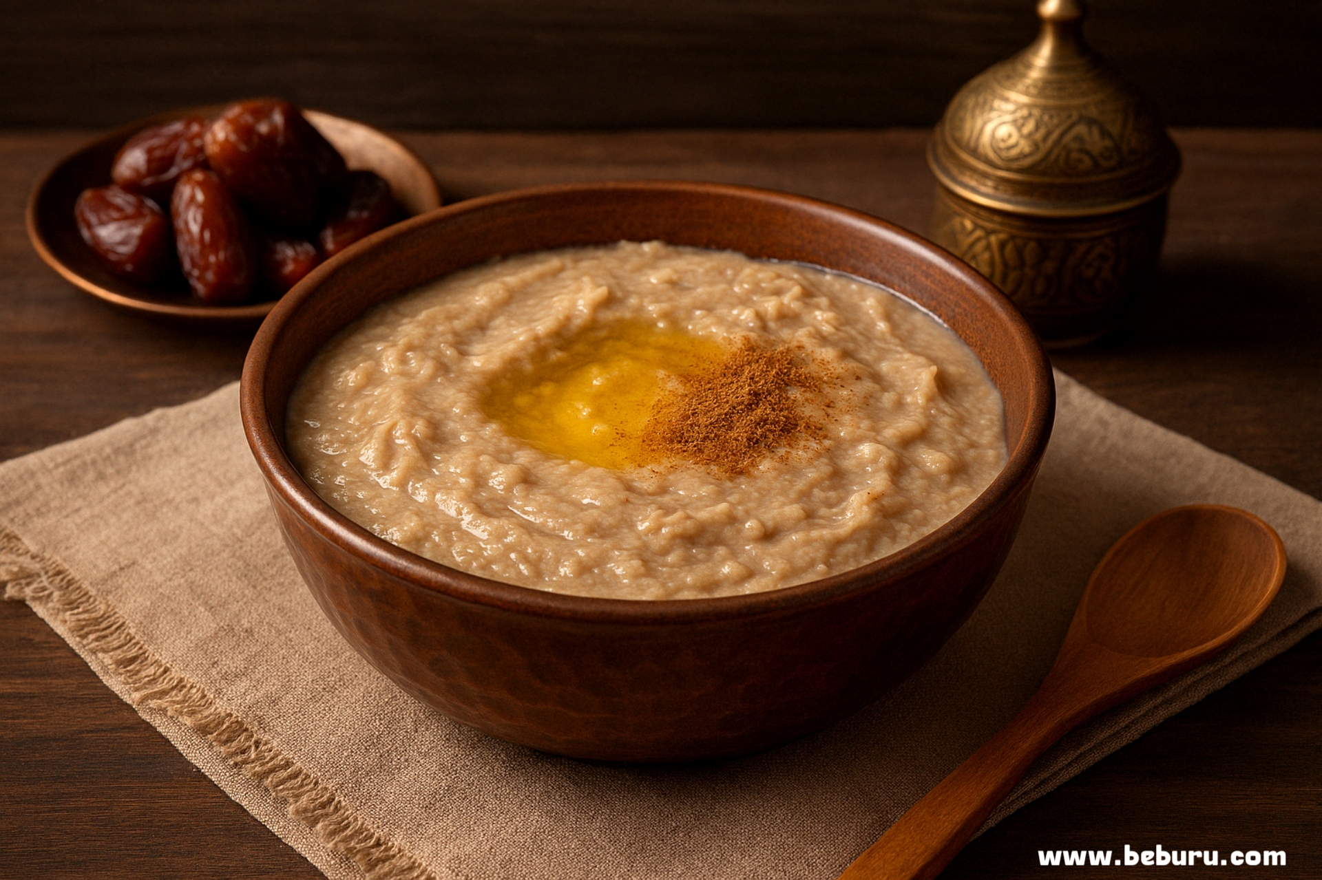 Traditional Gulf harees served with ghee and cinnamon