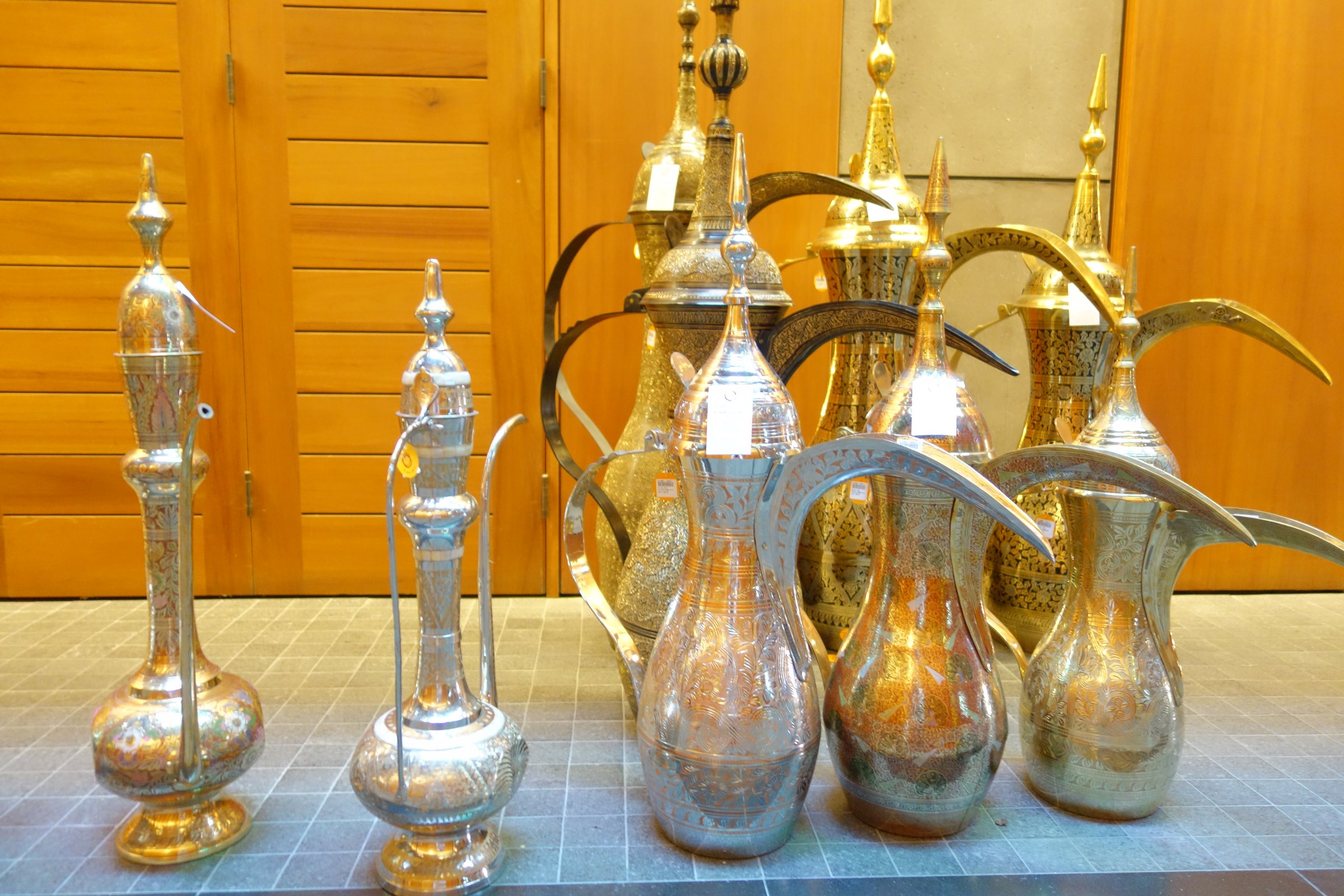 Collection of traditional Arabic coffee pots