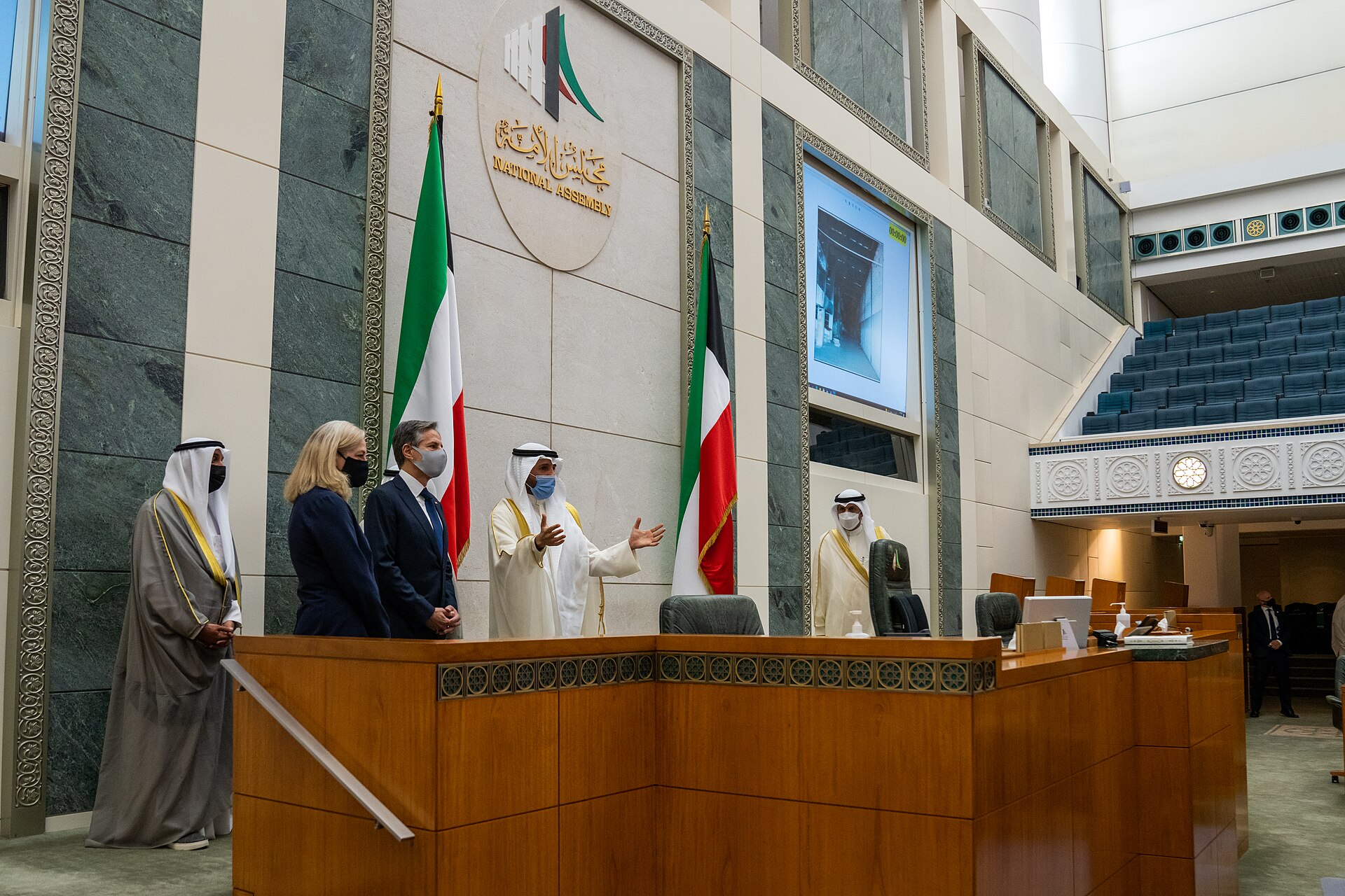Interior of the Kuwait National Assembly chamber during an official visit in 2021